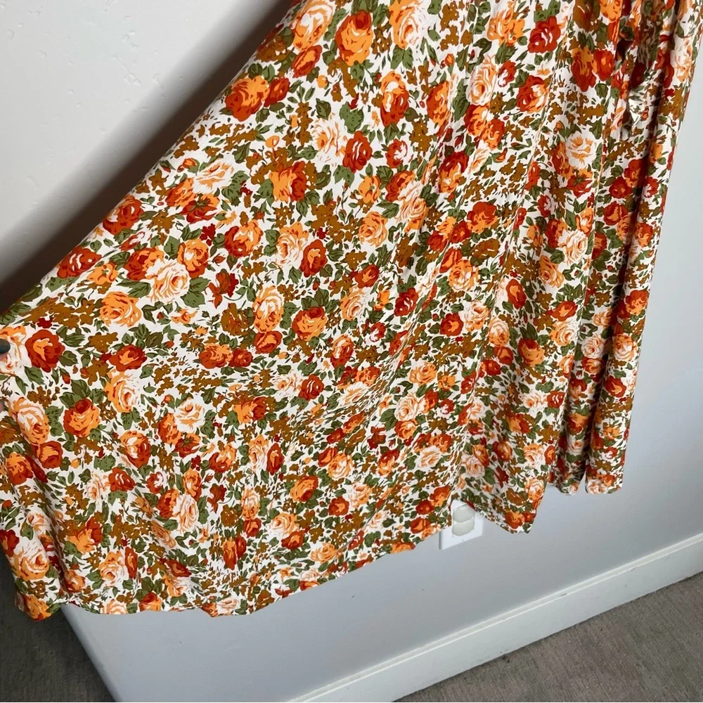 Faithfull the Brand‎ Anthropologie Delia Midi Dress in Floral Le Rose Apricot 6